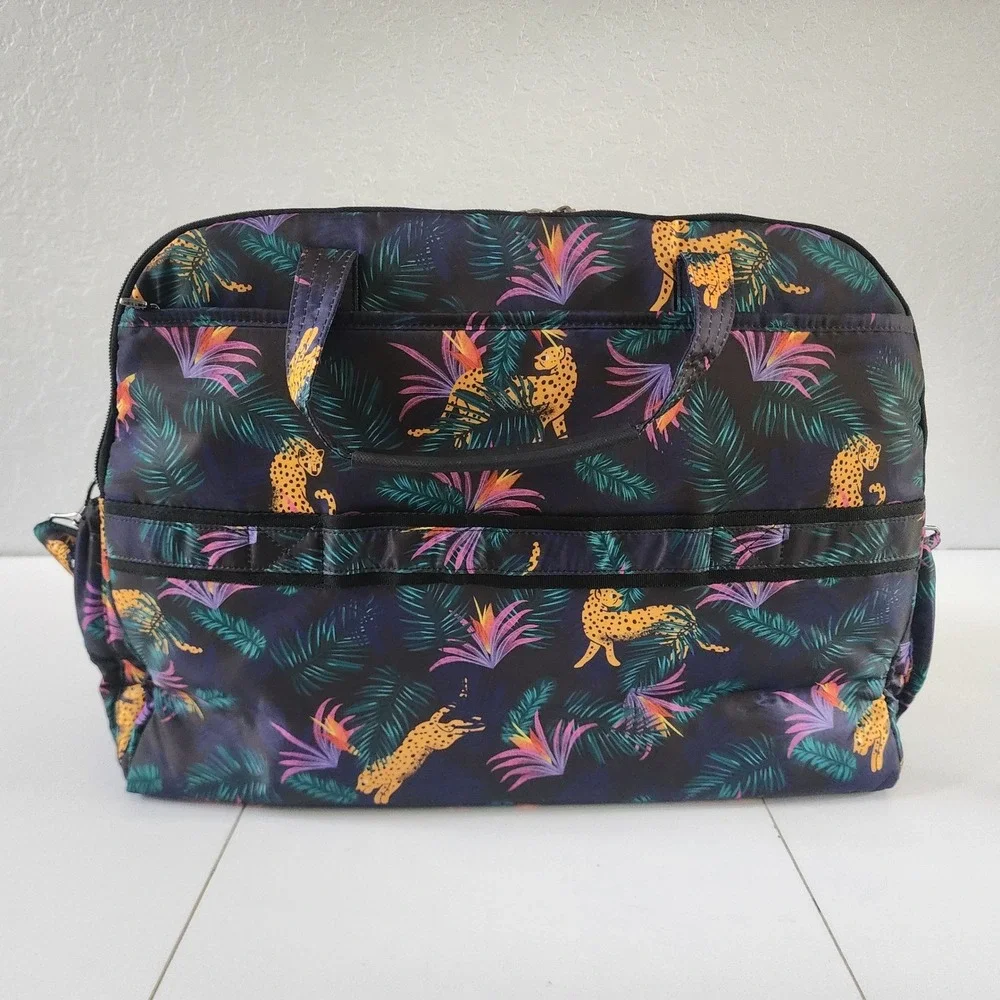 Lug Steamboat SE Overnight Bag Cheetah Royal Navy Quilted Travel Duffel Laptop